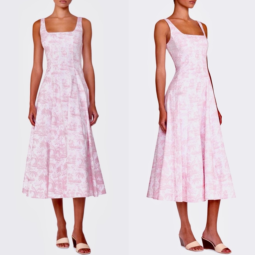 🌺🎉2XHP🎉🌺 NWT Staud Wells Midi Dress Cherry Blossom Toile - Picture 8 of 16